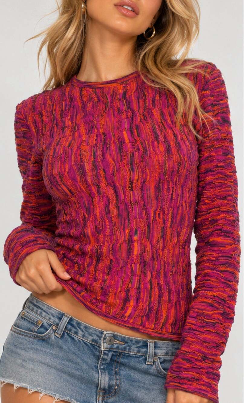 Vintage COOGI Australia Womens S Pink 3D Textured Knit Mercerised Cotton Sweater